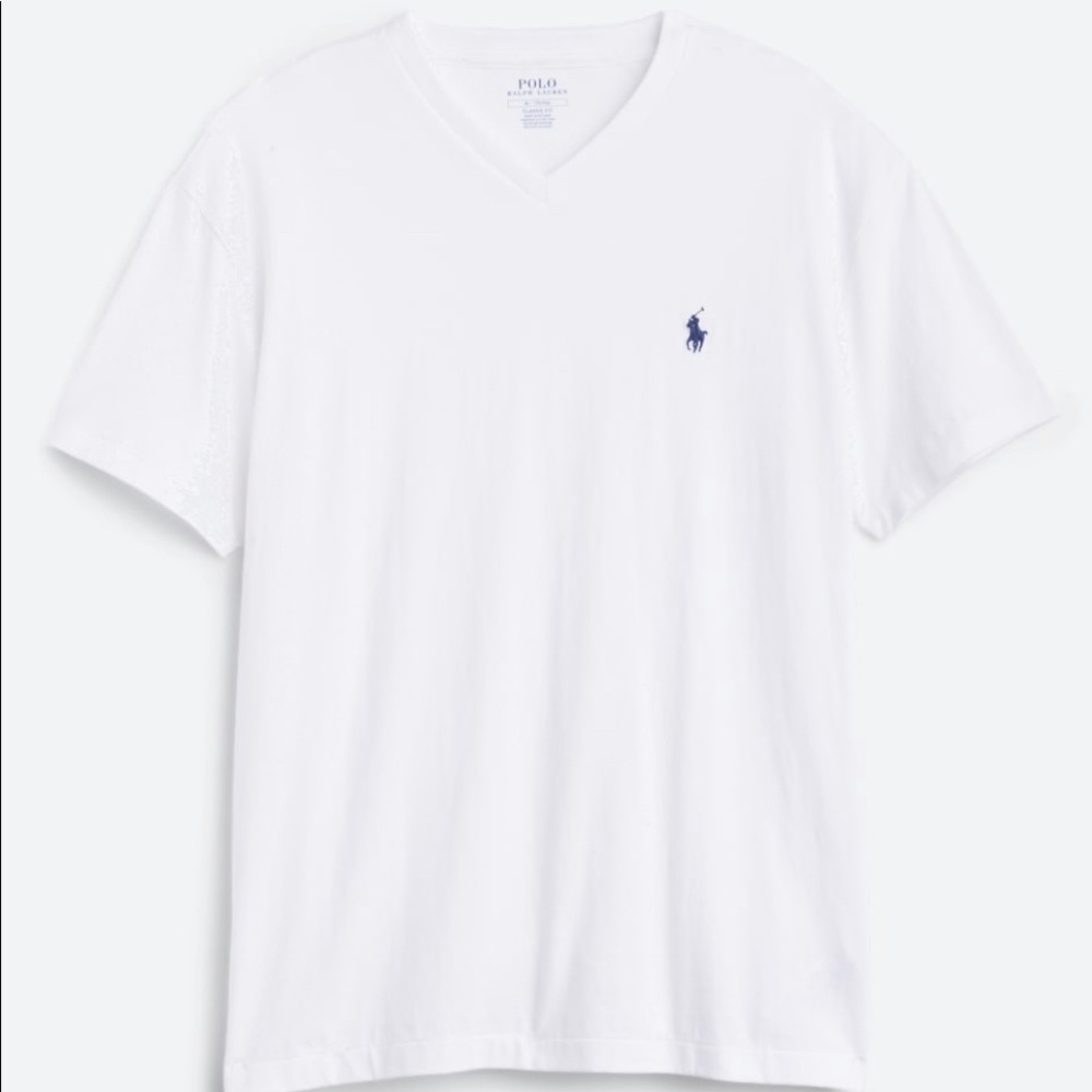 NWOT RALPH LAUREN MENS V NECK T SHIRT • WHITE • NEVER WORN
